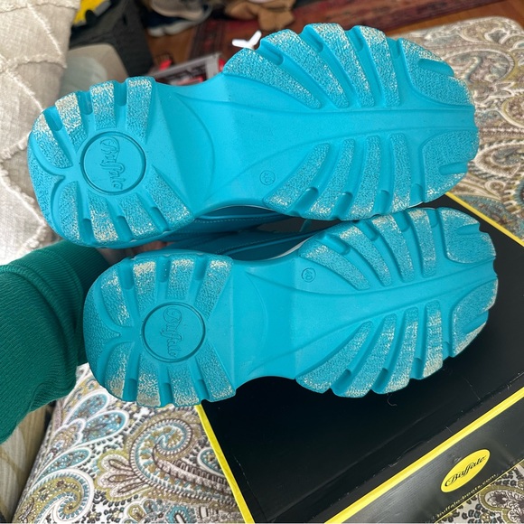 Buffalo London turquoise leather nubuck platform boots size 9/40 - Picture 5 of 5